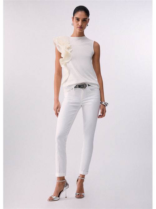 Top con dettaglio in taffetà LIU JO | CA6385J6308/11111